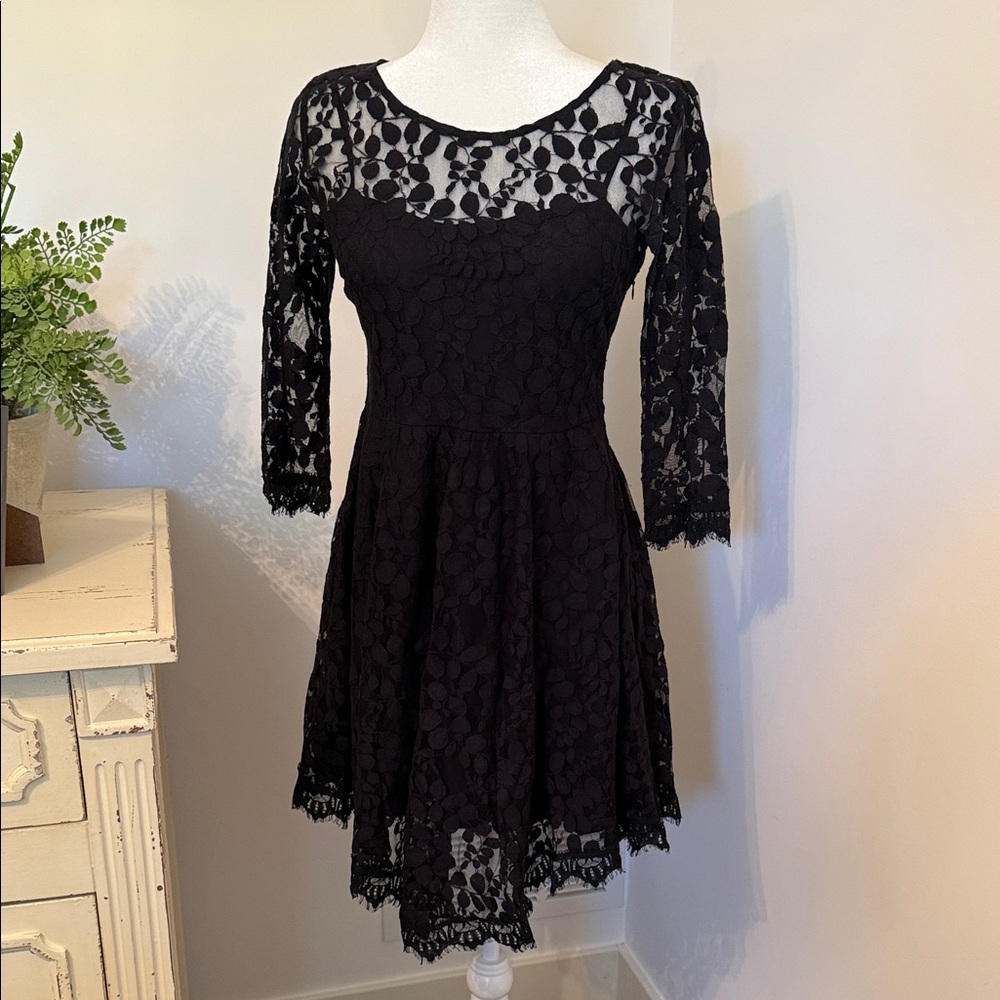 Black Lace Fit-and-Flare Dress